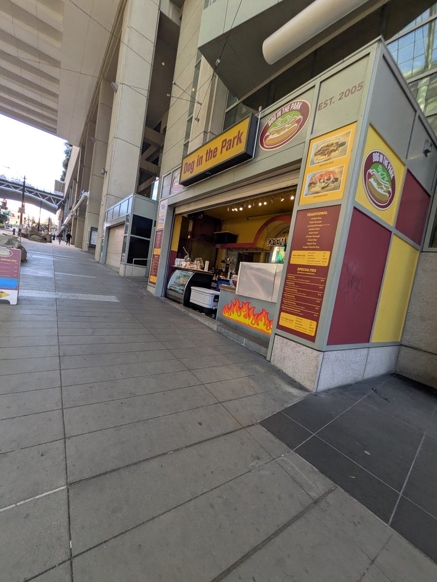 Dog in the Park, the hot-dog stand on the convention center's empty Pike Street frontage